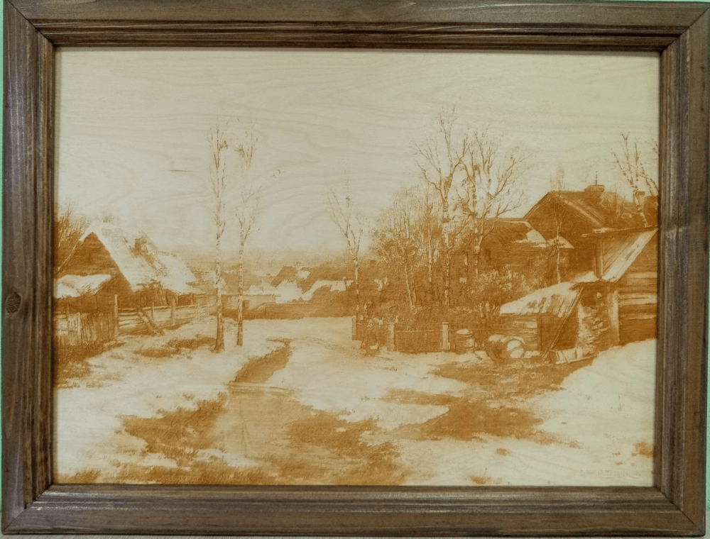 Картина "Деревня зимой"